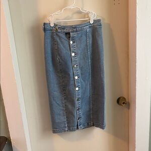 Denim Button-Front Skirt
